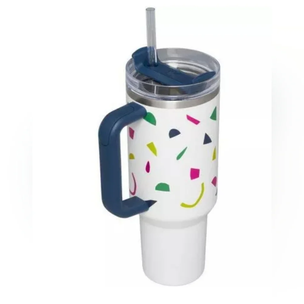 Stanley White Tumbler with Colorful Pattern